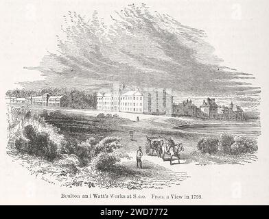 BOULTON E WATT LAVORANO ALLA SOHO. DA UNA VISTA NEL 1798. - Immagine tratta da "The Popular History of England: An Illustrated History of Society and Government from the Early Period to Our OwnTimes" di Charles KNIGHT - Londra. Bradbury ed Evans. 1856-1862 Foto Stock