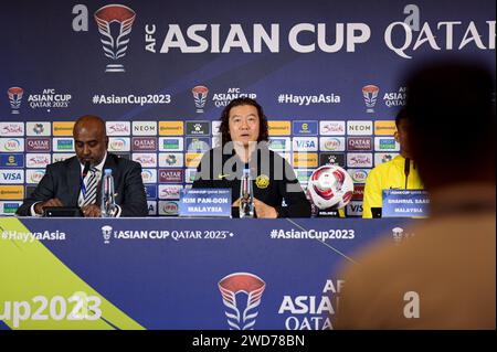 Doha, Qatar. 19 gennaio 2024. AFC Asian Cup Qatar 2023, Conferenza stampa pre-partita - Malesia, Doha, Qatar a Msheireb Downtown. Foto Stock