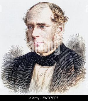 Henry Bessemer (1813-1893) englischer Ingenieur, Erfinder und Industrieller. Zu seinen Erfindungen gehörten das Bessemer-Stahlverfahren und der Bessemer-Konverter, Historisch, digital restaurierte Reproduktion von einer Vorlage aus dem 19. Jahrhundert, data record non indicata Foto Stock