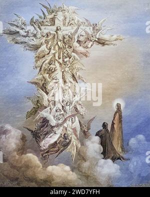Illustrazione für Paradiso, die Göttliche Komödie von Dante Alighieri canto von Gustave Dore 1832-1883, Französischer Künstler, Inferno, Hölle, Paradies, Engel, Verdammnis, Historisch, digital restaurierte Reproduktion von einer Vorlage aus dem 19. Jahrhundert, data record non indicata Foto Stock