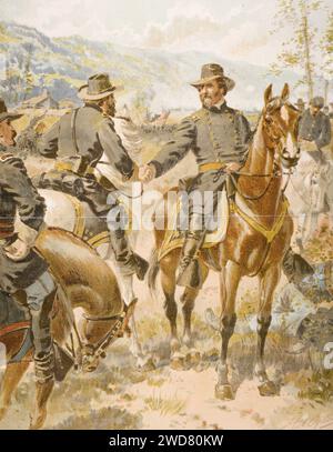 Generale George H. Thomas in der Schlacht von Chickamauga AM 20. Settembre 1863, USA, Historisch, digital restaurierte Reproduktion von einer Vorlage aus dem 19. Jahrhundert, data record non indicata Foto Stock