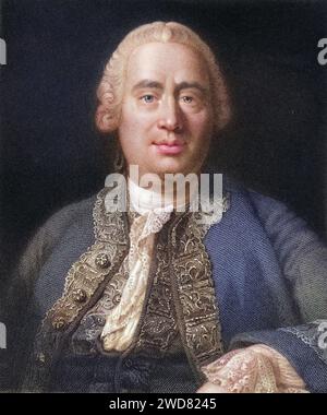 David Hume 1711-1776. Schottischer Historiker und Philosoph. Aus dem Buch Galleria di ritratti, 1833., Historisch, digital restaurierte Reproduktion von einer Vorlage aus dem 19. Jahrhundert, data record non indicata Foto Stock