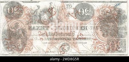 20 dollari - Tesoriere della Repubblica del Texas (Act. 09.06.1837, 1839-1841) Banknote.ws 02. Foto Stock