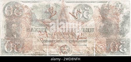 50 Dollars - Tesoriere della Repubblica del Texas (Act. 09.06.1837, 1839-1841) Banknote.ws 02. Foto Stock