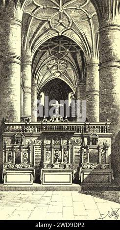 1889, España, sus monumentos y sus artes, su naturaleza e historia, Soria, Berlanga, Interior de la colegiata, Isidro Gil (ritagliato). Foto Stock