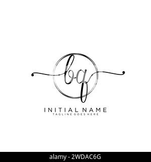 BQ logo iniziale della calligrafia con cerchio Illustrazione Vettoriale