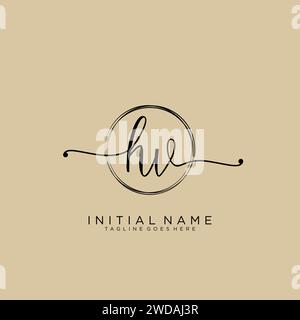 Logo calligrafia iniziale HV con cerchio Illustrazione Vettoriale