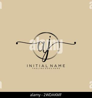 Logo AJ iniziale con cerchio Illustrazione Vettoriale