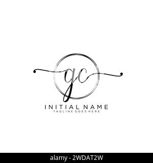 Logo di calligrafia iniziale GC con cerchio Illustrazione Vettoriale