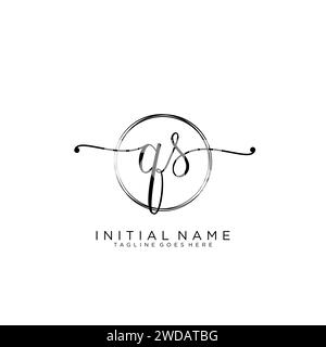 Logo QS iniziale calligrafia con cerchio Illustrazione Vettoriale