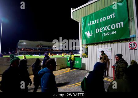 Una visione generale della segnaletica per il nuovo Dexcom Stadium in vista della partita Investec Champions Cup al Dexcom Stadium di Galway. Data immagine: Venerdì 19 gennaio 2024. Foto Stock