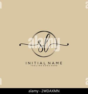 Logo SL iniziale calligrafia con cerchio Illustrazione Vettoriale