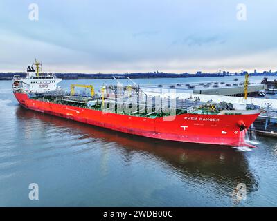 Philadelphia, PA USA - 27 marzo 2023 petroliera Chem Ranger Porto di Philadelphia - attaccato dalle forze armate yemenite nel Mar Rosso 19 gennaio 2024 Foto Stock