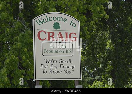 CRAIG/ PLYMOUTH COUNTY/IOWA /USA- Benvenuti a craig est.1910 Polulation 102 e siamo piccoli ma grandi per conoscervi regnanti america 13 GIUGNO 2014 Foto Stock