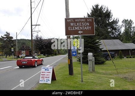 wilkeson/stato di Washington  Daily Life in small Town wilkeson e sradicamento dell'agricoltura della contea e dei animali nei campi e nei sondaggi di potere 18 maggio 2014 Foto Stock