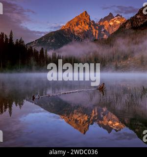 String Lake, Mount Teewinot, Grand Teton National Park, Wyoming Foto Stock