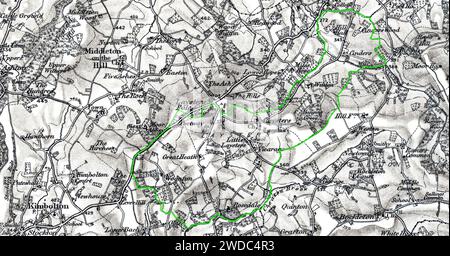 Laysters in Ordnance Survey Sheet 181 - Ludlow (Hills) - OS mappa da un pollice 1897 più leggera. Foto Stock