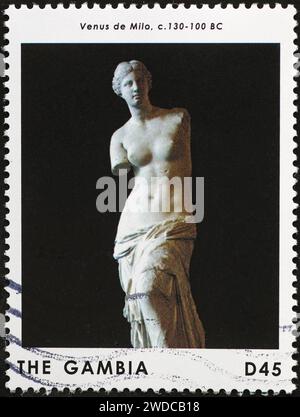Famosa statua di Venere di Milo su francobollo dal Gambia Foto Stock