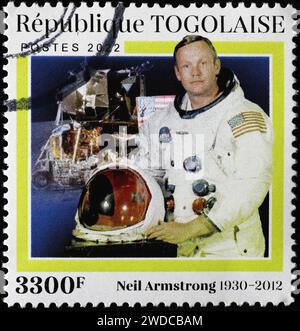 Ritratto di Neil Armstrong su francobollo dal Togo Foto Stock