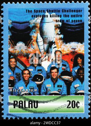 Il disastro dello Space Shuttle Columbia del 1986 ricordato sul francobollo Foto Stock