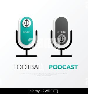 Podcast microfono football americano Illustrazione Vettoriale