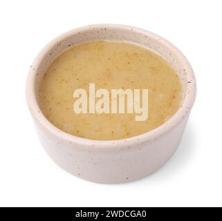 Delizioso sugo di tacchino in un recipiente isolato su bianco Foto Stock