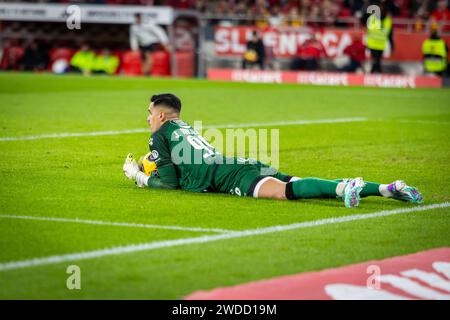 Lisbona, Portogallo. 19 gennaio 2024. Le João di Boavista si sono svolte durante la partita di Liga Portugal 2023/24 tra Benfica e Boavista all'Estadio do Sport Lisboa e Benfica. Punteggio finale; Benfica 2 - 0 Boavista.primo gol Angel di Maria, secondo gol Marcos Leonardo. Credito: SOPA Images Limited/Alamy Live News Foto Stock