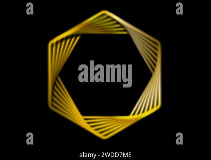 Sfondo tecnico astratto con esagono liscio e geometrico dorato. Progettazione grafica vettoriale Illustrazione Vettoriale