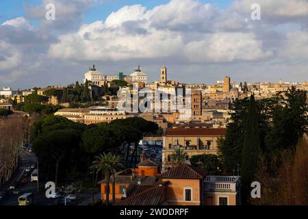 Vista sulla città, Giardino degli Aranci, Roma, Italia Foto Stock