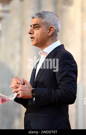 Londra, Regno Unito. 20 gennaio 2023. Il sindaco di Londra Sadiq Khan parla alla Conferenza di Capodanno della Fabian Society del 2024, a Guildhall a Londra. Il credito fotografico dovrebbe essere: Matt Crossick/Empics/Alamy Live News Foto Stock