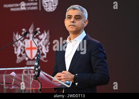 Londra, Regno Unito. 20 gennaio 2023. Il sindaco di Londra Sadiq Khan parla alla Conferenza di Capodanno della Fabian Society del 2024, a Guildhall a Londra. Il credito fotografico dovrebbe essere: Matt Crossick/Empics/Alamy Live News Foto Stock