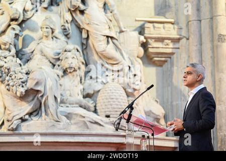 Londra, Regno Unito. 20 gennaio 2023. Il sindaco di Londra Sadiq Khan parla alla Conferenza di Capodanno della Fabian Society del 2024, a Guildhall a Londra. Il credito fotografico dovrebbe essere: Matt Crossick/Empics/Alamy Live News Foto Stock