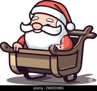 Cartoni di Babbo Natale illustrazione vettoriale di Babbo Natale. Babbo Natale con un carro Illustrazione Vettoriale