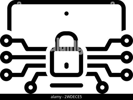 Icona per la sicurezza informatica, cyber lock Illustrazione Vettoriale