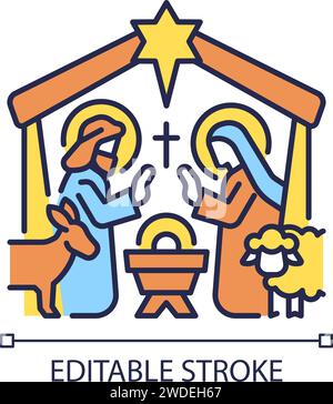 Icona colore RGB della scena di natività Illustrazione Vettoriale