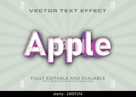 Apple 3D Text Effect 100 file EPS modificabile Word e font possono essere modificati Illustrazione Vettoriale