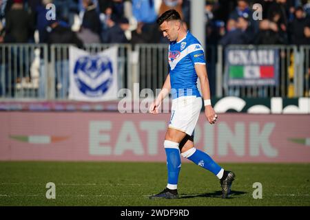 Brescia, Italia. 20 gennaio 2024. Gabriele Moncini (Brescia calcio) deluso durante il Brescia calcio vs FC Sudtirol, partita di serie B a Brescia, Italia, 20 gennaio 2024 crediti: Agenzia fotografica indipendente/Alamy Live News Foto Stock