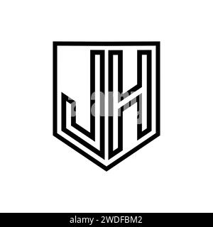 Logo JH Letter monogramma schermatura linea geometrica all'interno del modello di design isolato dello schermo Foto Stock