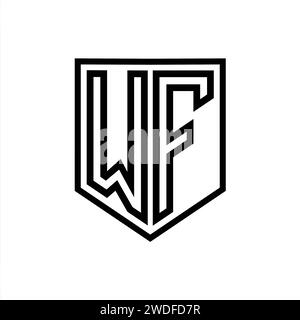 WF Letter Logo monogramma schermatura linea geometrica all'interno del modello di design in stile isolato dello schermo Foto Stock