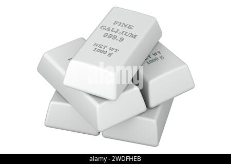 Gallium Ingots, rendering 3D isolato su sfondo bianco Foto Stock