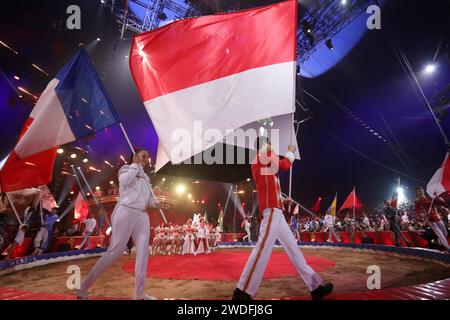 Monaco, Francia. 20 gennaio 2024. © PHOTOPQR/NICE MATIN/Cyril Dodergny ; Monaco ; 20/01/2024 ; Monaco le 20/01/2023 - Chapiteau Fontvieille - 46eme Festival du Cirque de Monte-Carlo - Parade 46° Festival Internazionale del circo a Monte Carlo il 20 gennaio 2024. Credito: MAXPPP/Alamy Live News Foto Stock