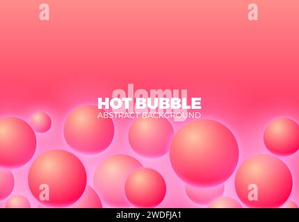 Sfondo astratto con palline lucenti rosa calde che fluttuano, in movimento Illustrazione Vettoriale