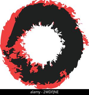 Pennello cerchio nero e rosso Illustrazione Vettoriale
