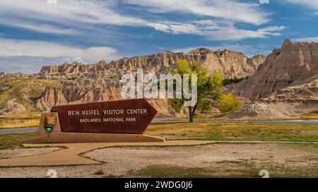 Le terre calcaree del Badlands Nationl Park, South Dakota, USA. Foto Stock