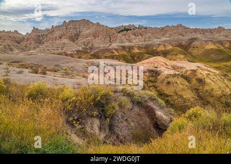 Le terre calcaree del Badlands Nationl Park, South Dakota, USA. Foto Stock