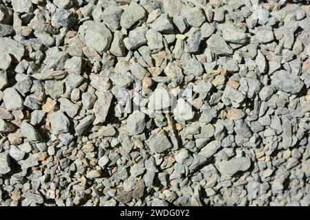 Costruzione, materiali da costruzione per calcestruzzo di case, facciate. Rifiuti di costruzioni industriali, pietre, mattoni rotti, detriti di costruzioni. Foto Stock