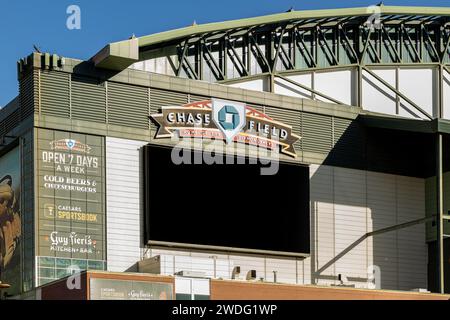 Chase Field è situato nel centro di Phoenix e sede degli Arizona Diamondbacks. Foto Stock