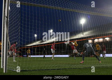 Newport, Regno Unito. 20 gennaio 2024. Una vista generale al Rodney Parade. EFL football League Two match, Newport County contro Wrexham alla Rodney Parade di Newport, Galles, sabato 20 gennaio 2024. Questa immagine può essere utilizzata solo per scopi editoriali. Solo per uso editoriale, foto di Andrew Orchard/Andrew Orchard fotografia sportiva/Alamy Live news credito: Andrew Orchard fotografia sportiva/Alamy Live News Foto Stock