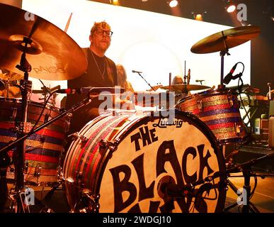 Park City, Stati Uniti. 19 gennaio 2024. The Black Keys - Patrick Carney/Sipa USA credito: SIPA USA/Alamy Live News Foto Stock