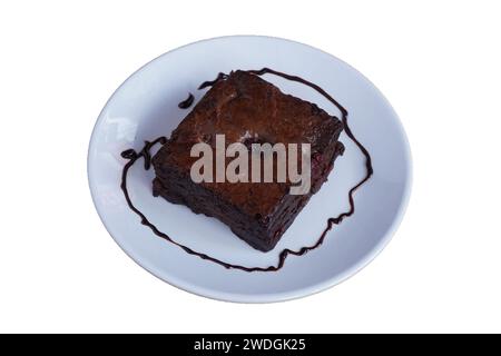 brownie al cioccolato ciliegia, sfondo trasparente Foto Stock